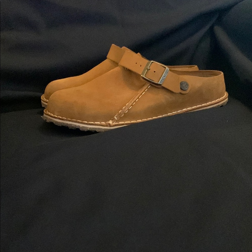 Birkenstock Tan Suede Clogs with Adjustable Strap